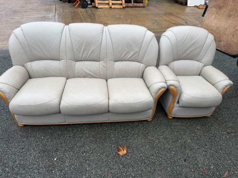 Leather sofa and chair 