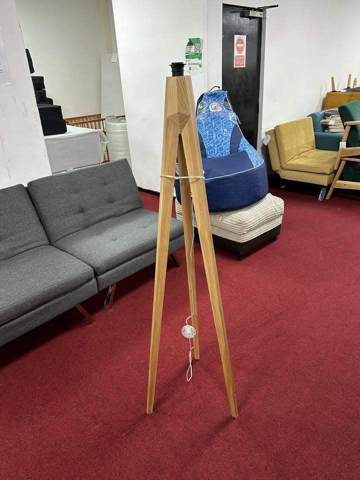 Tripod Wooden Floor Lamp Base ONLY - Ash