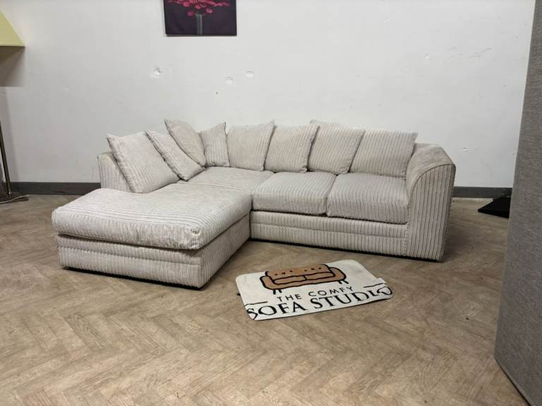CREAM CORD CORNER SOFA 
