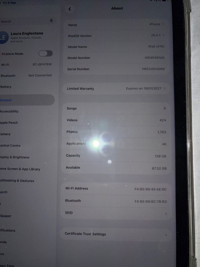 Apple iPad 11th Gen 2025 model Yellow 128GB with Charger & Case