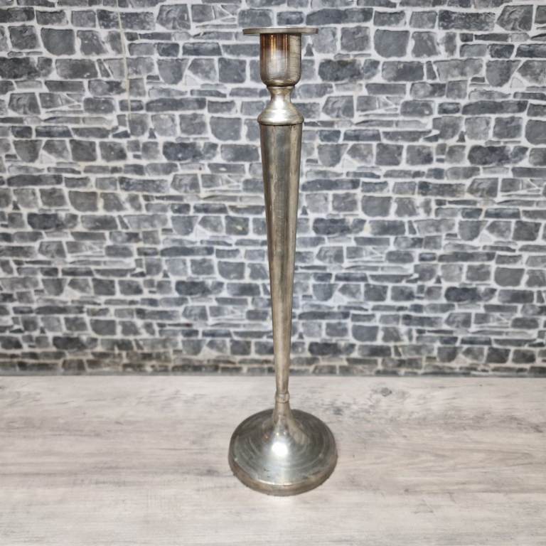 Heavy Silver-Plated Candlestick Holder with Removable Top