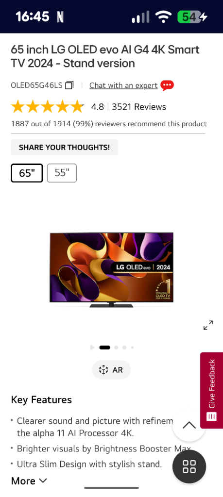 LG 65inch G4 model