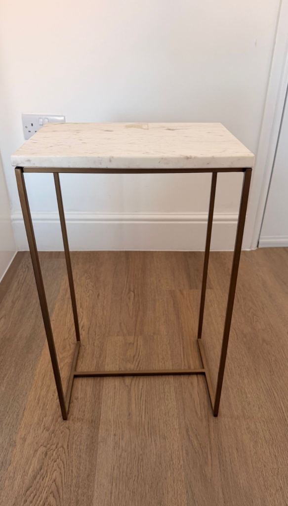 Real Marble & Brass Side Table / Lamp Stand 