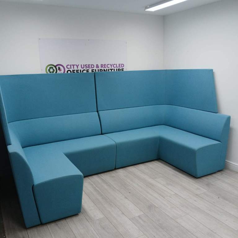 Orangebox Corner Booth Seating, Turquoise, W1500mm