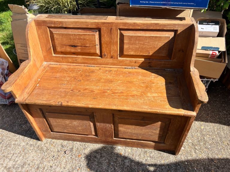 Antique monks bench solid wood 