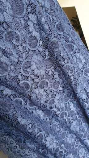 Navy Blue Floral lace fabric 