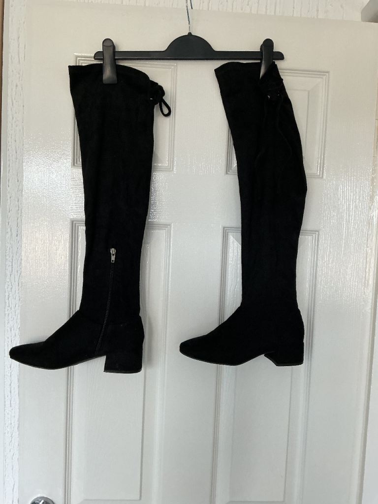 Black Suede Over-the-Knee Boots - UK Size 3, Good Condition £3.00