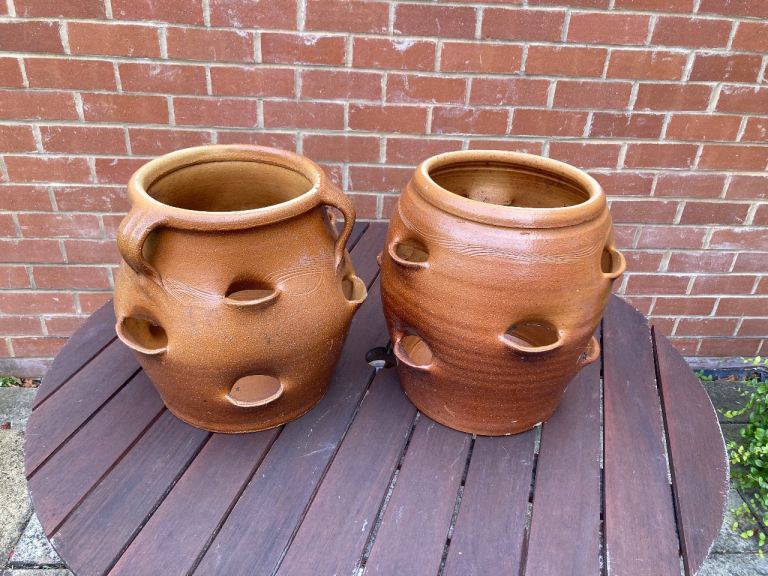 Pair of Terracotta Strawberry Planters – Good Condition