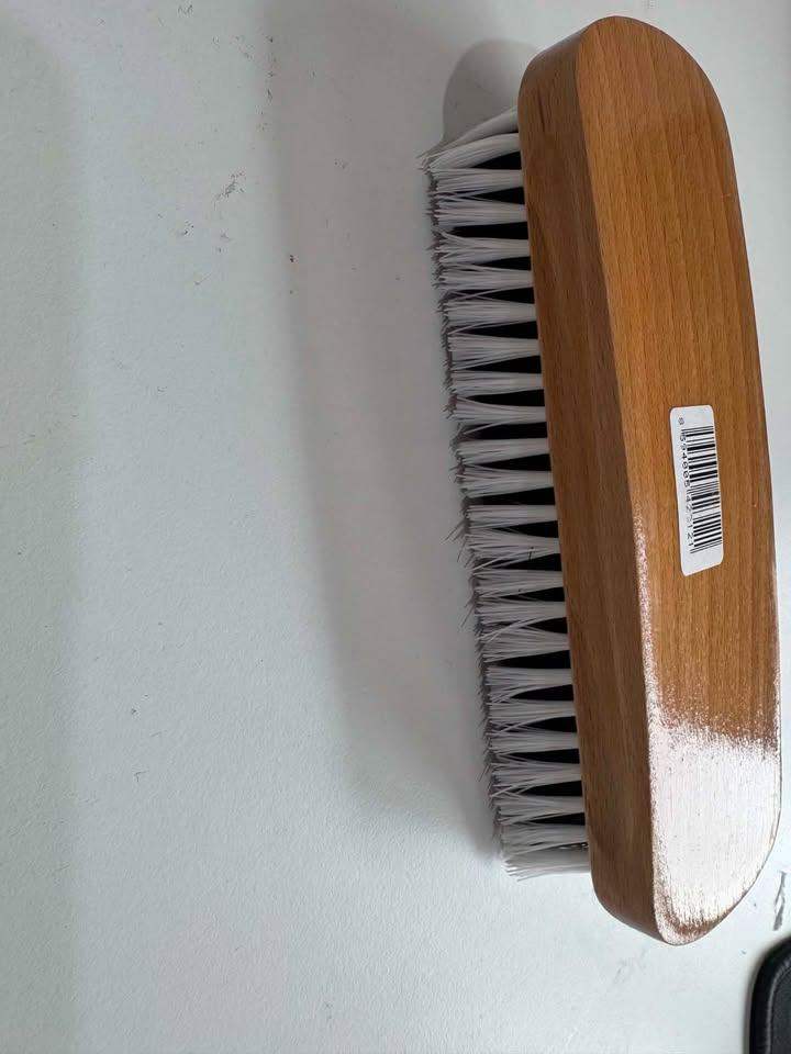 New Wooden Shoe Brush with White Bristles