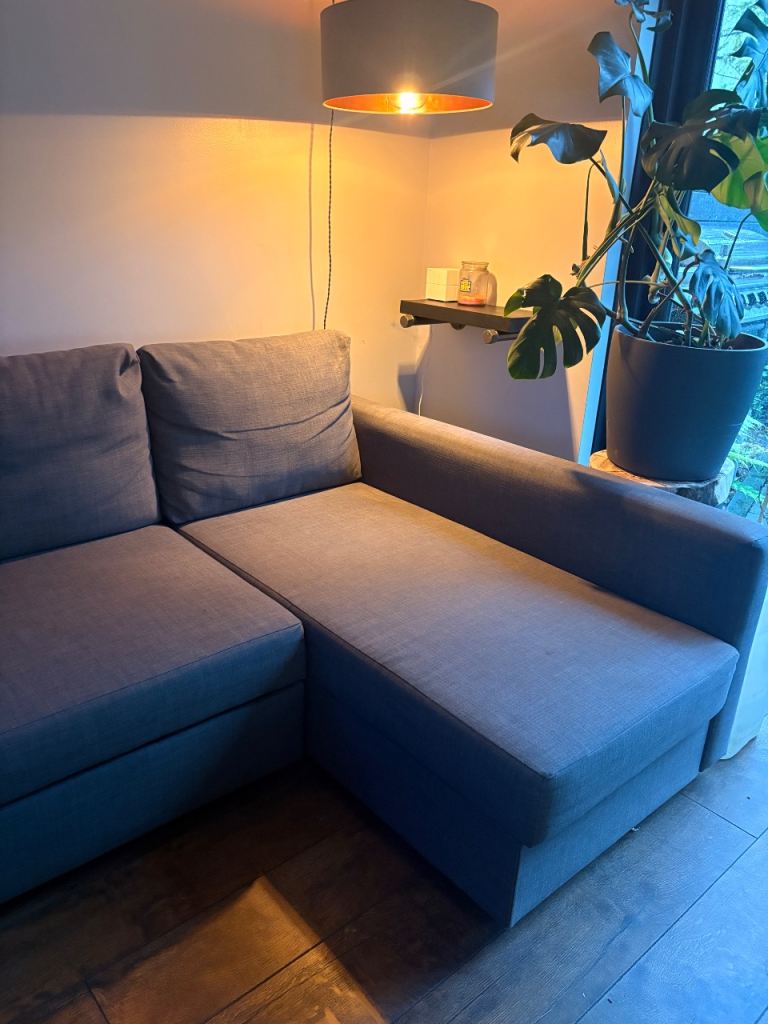 SOLD Corner Sofa Bed with Storage - Dark Grey