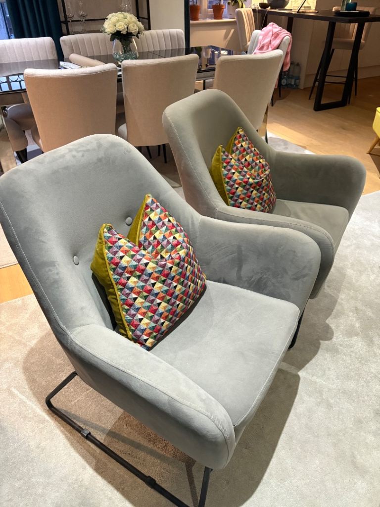 2 Grey Matching Armchairs