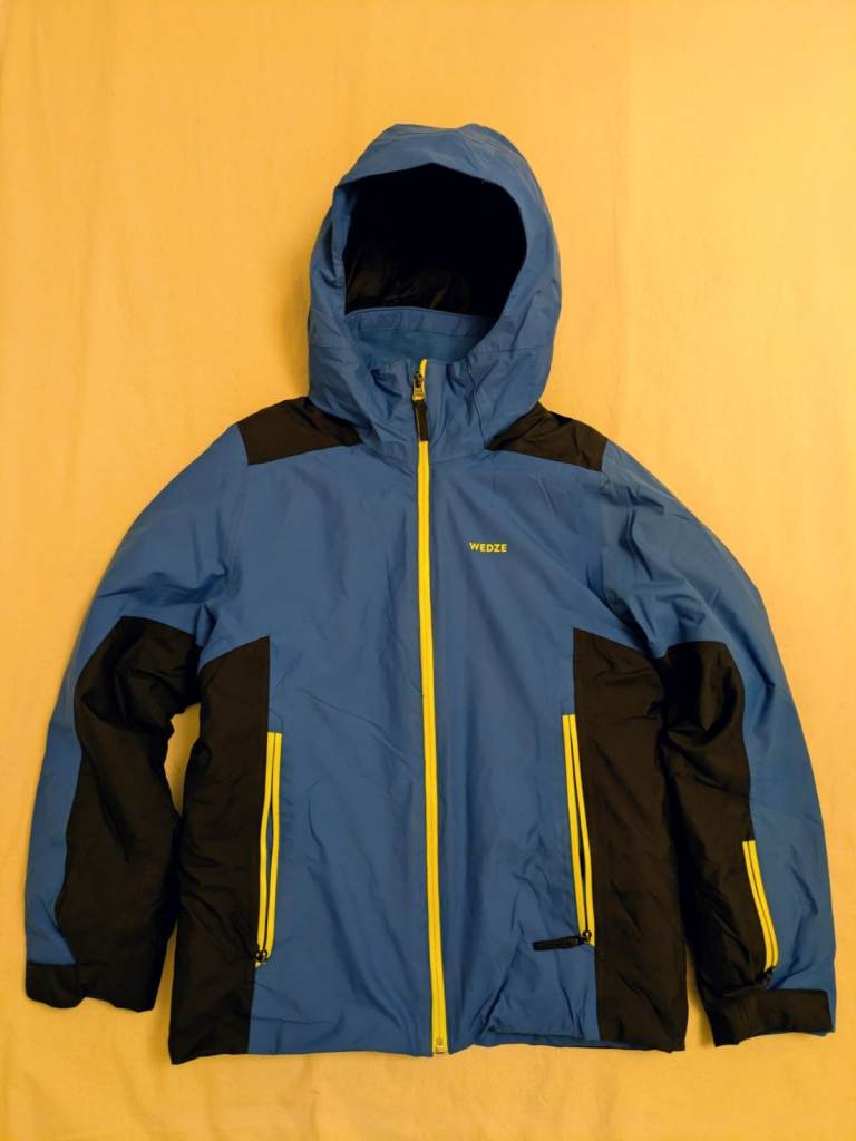 Decathlon Wedze Piste 500 kids ski jacket, blue and black, age 12 
