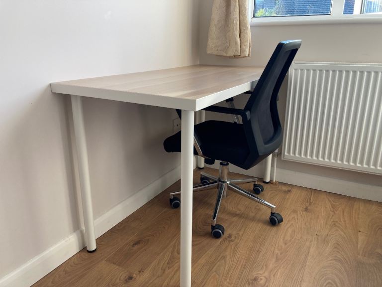 1x Study Table + 1x Ergonomic Study Chair (Wooden + Black)