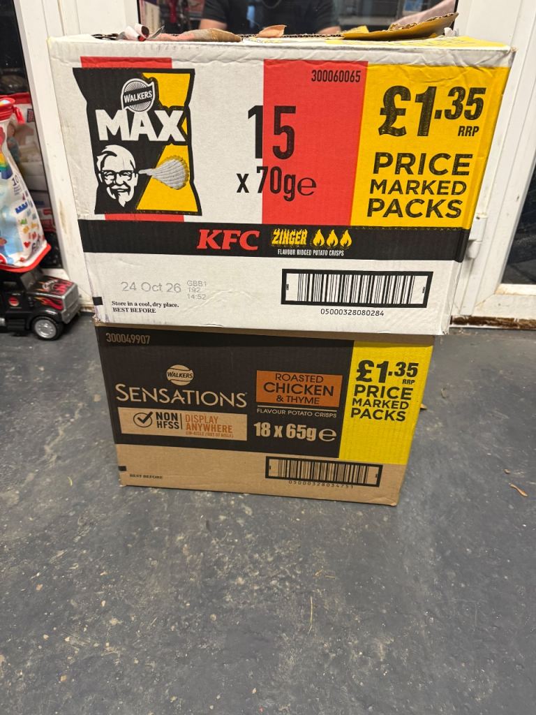 Walkers Max KFC Zinger & Sensations Crisps - Price Marked Packs