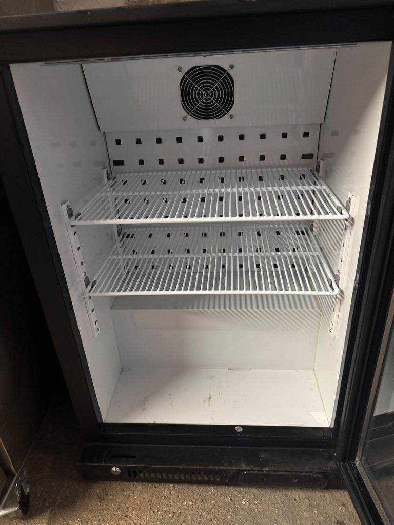 Commercial Single Glass Door Black Undercounter Drinks Fridge