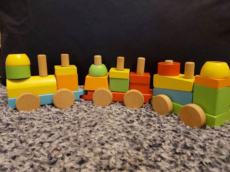 Toddler wooden stacking train