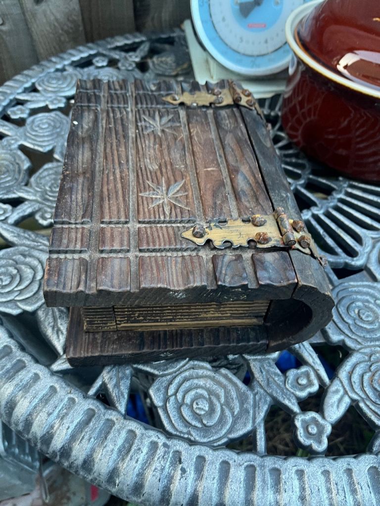 Charming Small Wooden Box with Red Velvet Lining