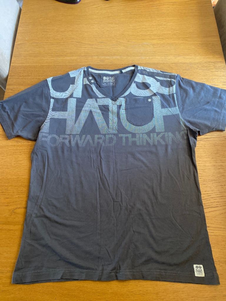 Male T-Shirt XXL black label grey