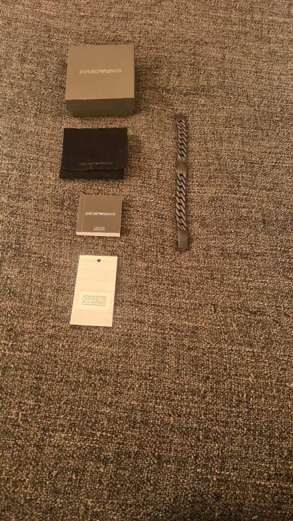 Emporio Armani Black Stainless Steel Bracelet for Men