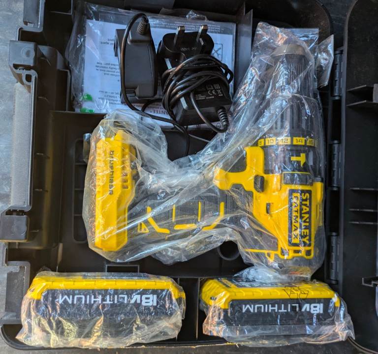 Stanley Fatmax 18V Cordless Drill with 2 Batteries, BoschGSR 10.8v drill with 2 batteries