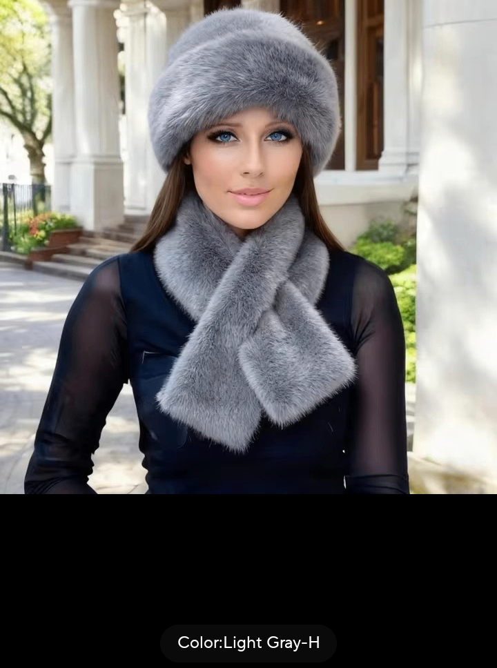 image for 2 pcs Winter warmth accessory set. 100% Brand New and High Quality. New Fur Hat elegant For Women's