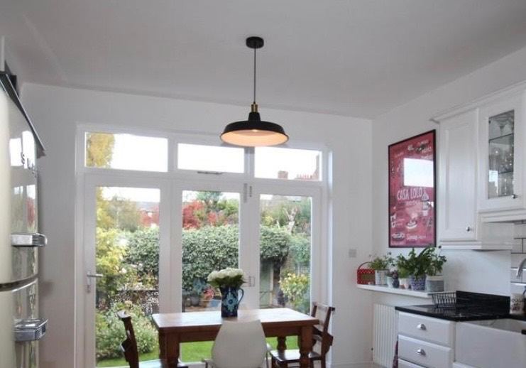 Black enamel industrial style pendant light shade 