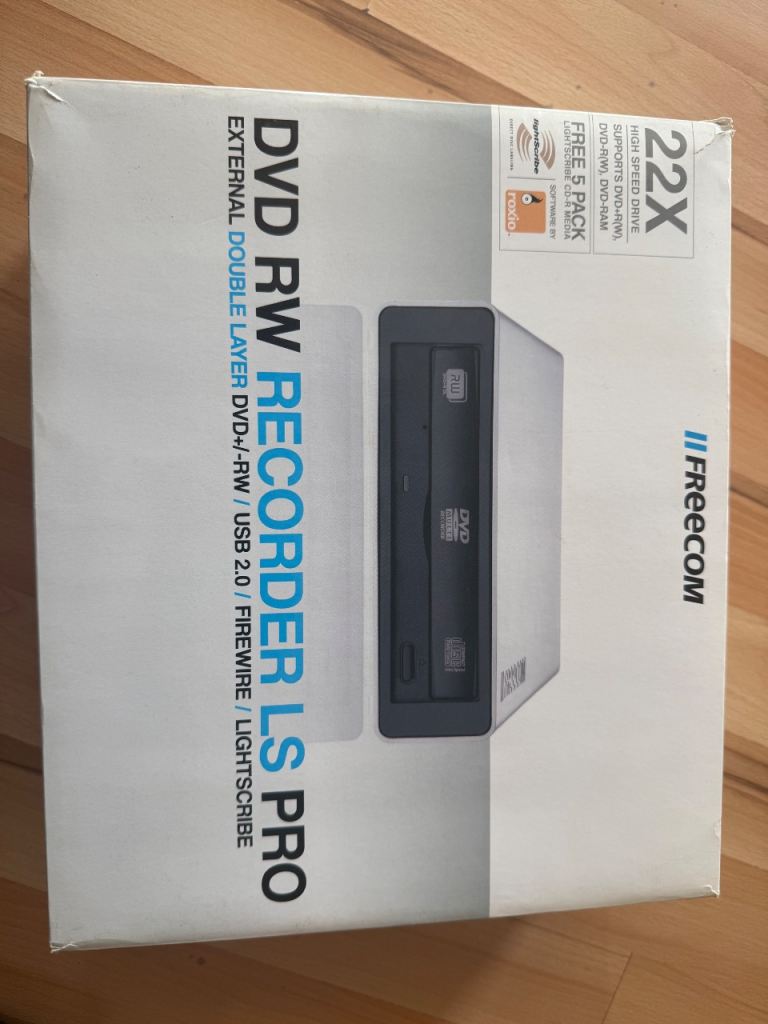 Freecom DVD RW Recorder LS Pro External Drive – New in Box, USB 2.0 / Firewire