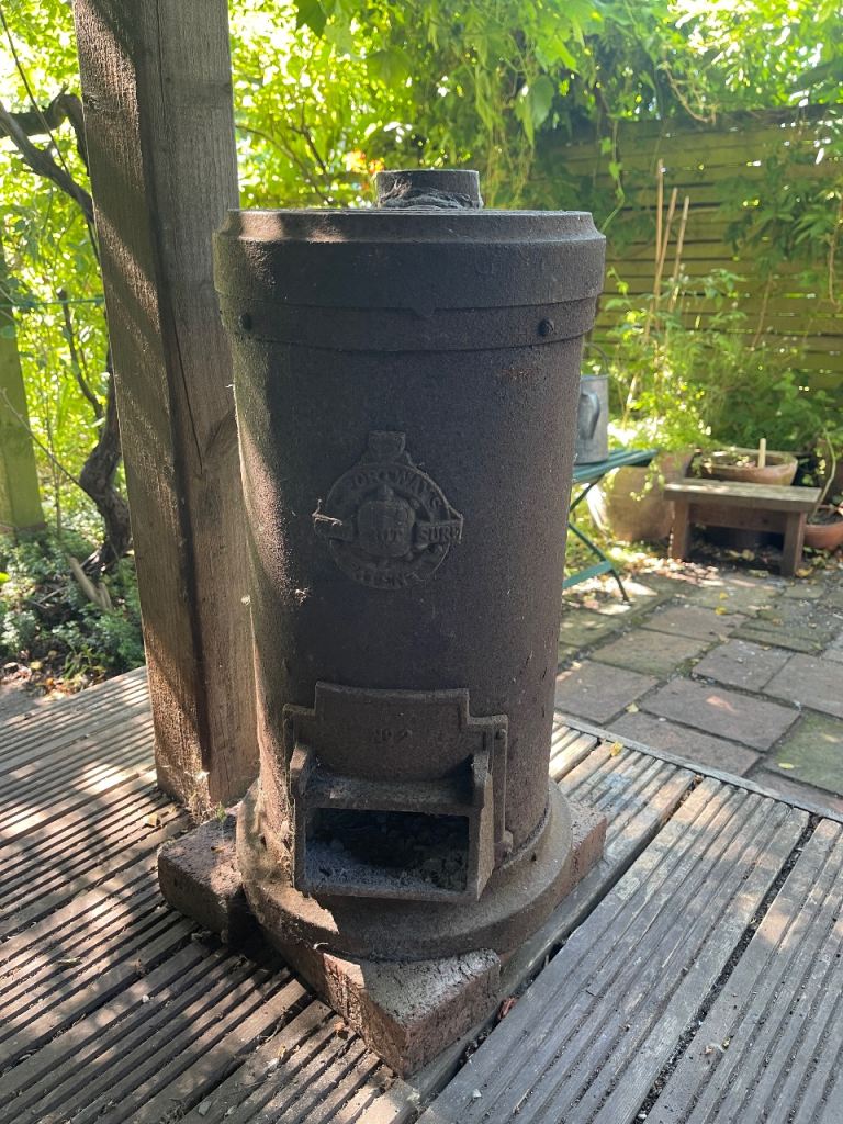Vintage Victorian Cast Iron Wood Burner – Rustic Garden Feature