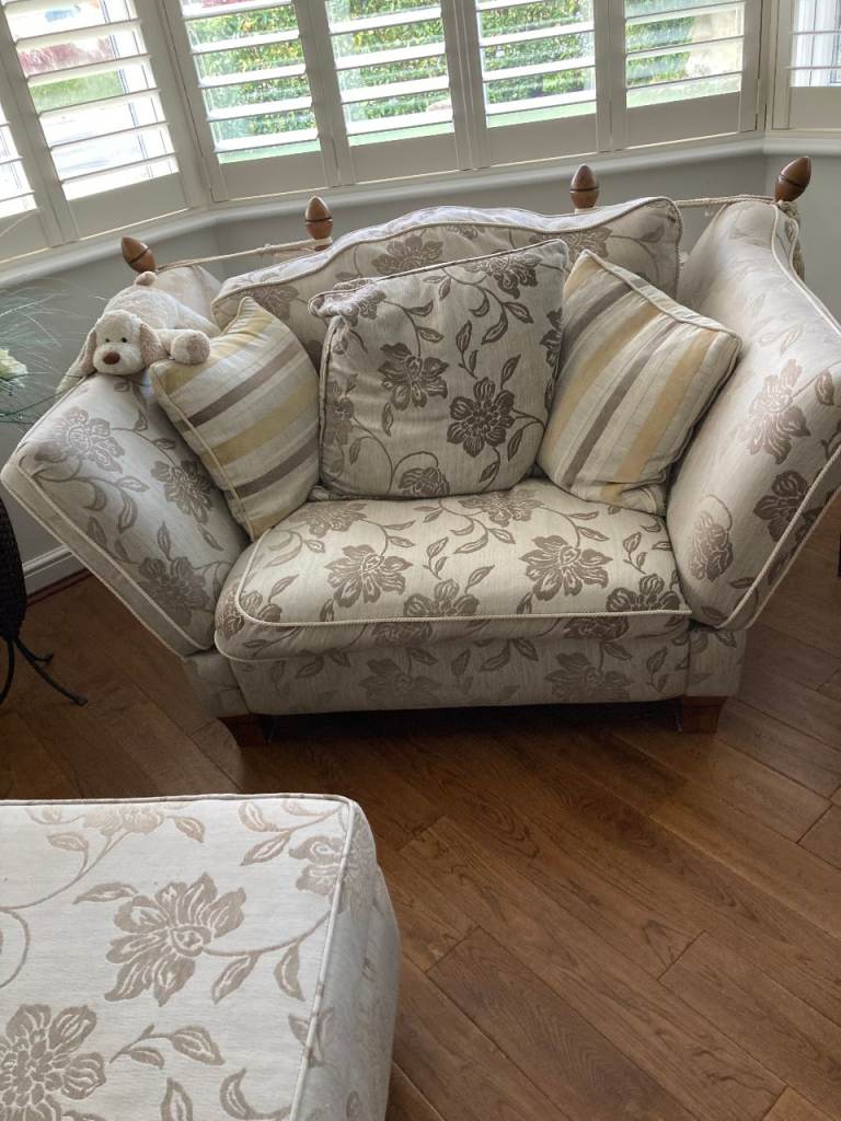 2 X 3 SEATER SOFAS, SNUGGLE CHAIR AND FOOTSTOOL