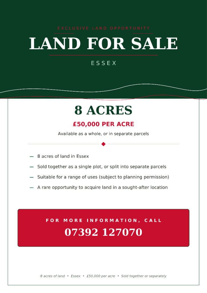 8 ACRES OF LAND FOR SALE - ESSEX