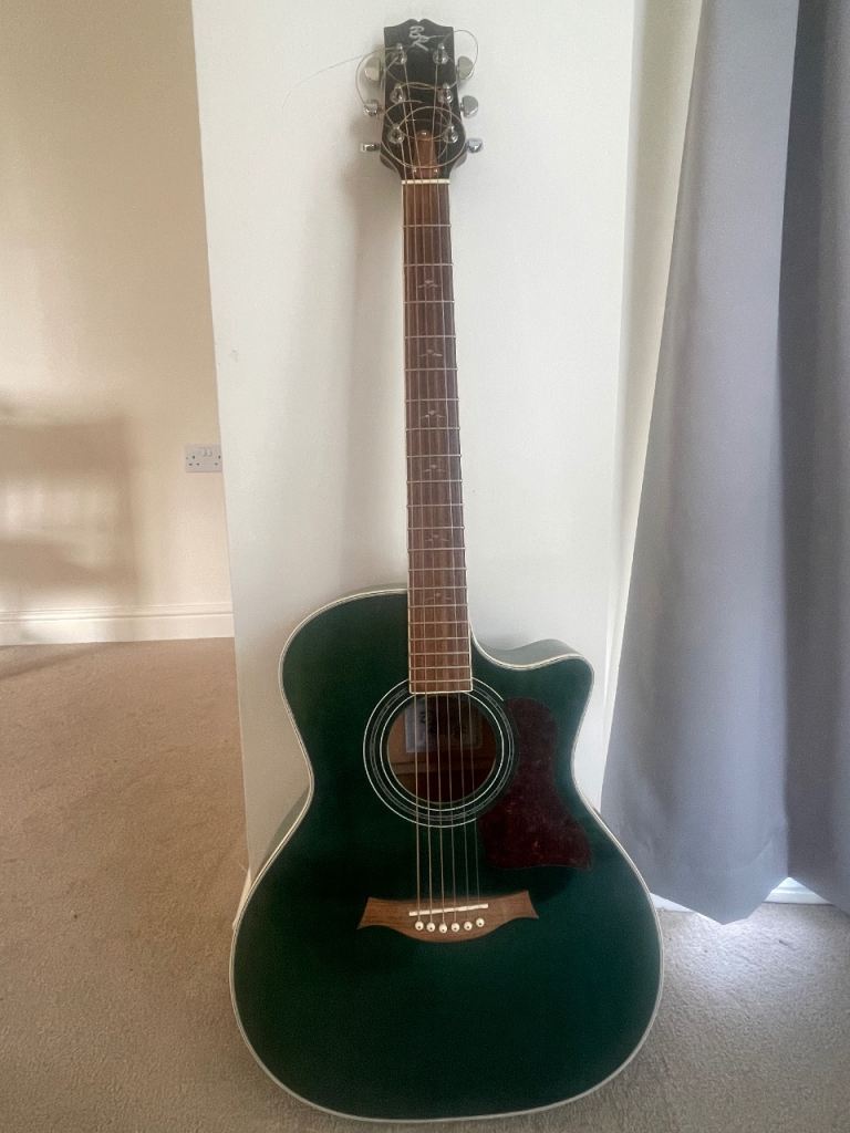 Acoustic Tanglewood Azure Superfolk Guitar With Green Gloss Finish