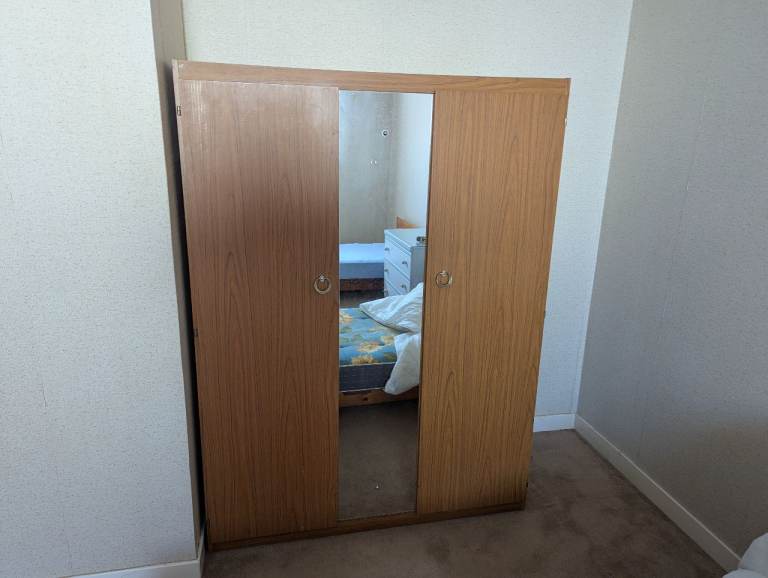 Wooden Wardrobe with Mirrored Door – Good Condition