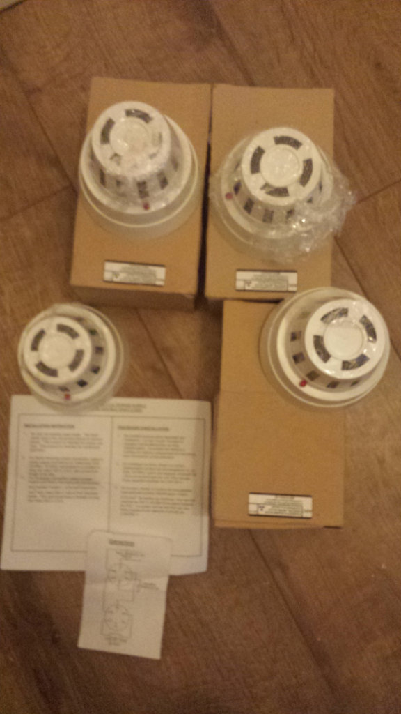 Joblot of Cooper & Eaton Fire Alarm LED Photoelectric Smoke Detectors (New) and other parts