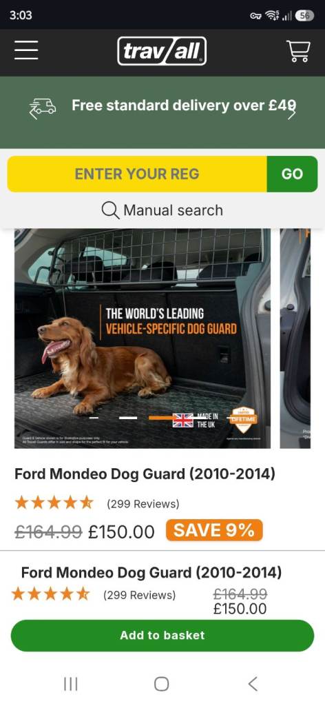 Travall Ford Mondeo Estate Dog Guard