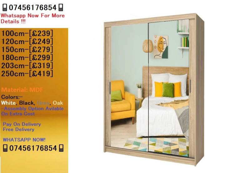 Chicago Wardrobe - Sliding Glass Door Wardrobe - Free Shipping!!