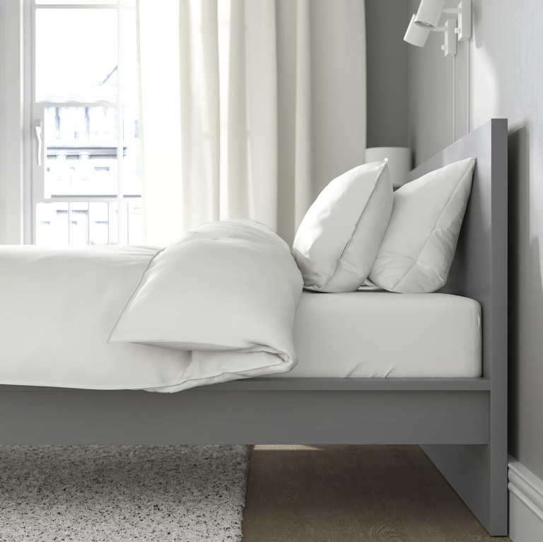 IKEA - King-Size “MALM” Bed Frame + Slats & Memory Foam Mattress – Excellent Condition