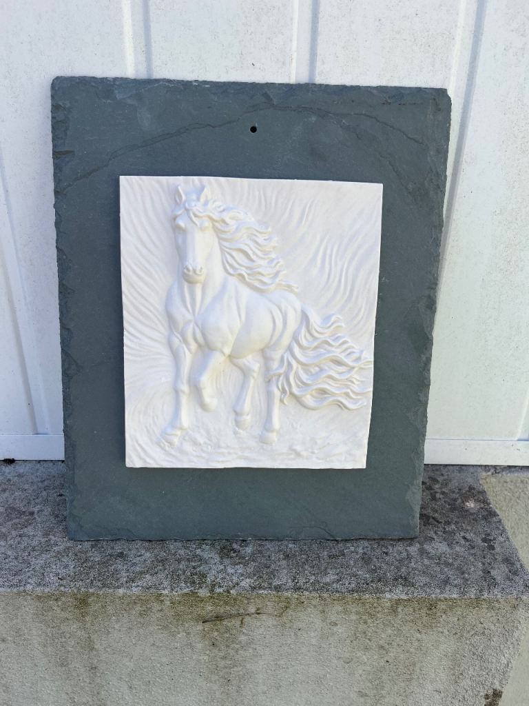 Horse Relief Slate Wall Plaque – Good Condition