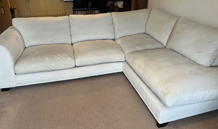 3 Seat Velvet Corner Sofa - Cream