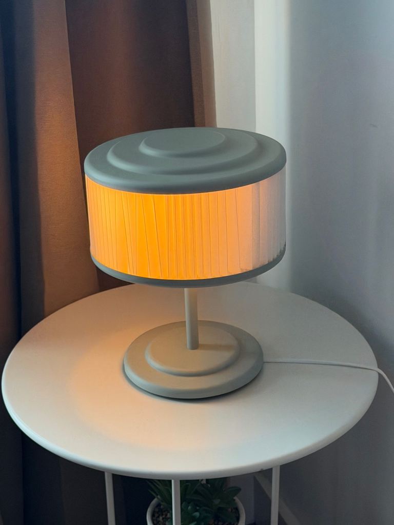 Stylish Grey Table Lamp with Pleated Shade – As Good As New