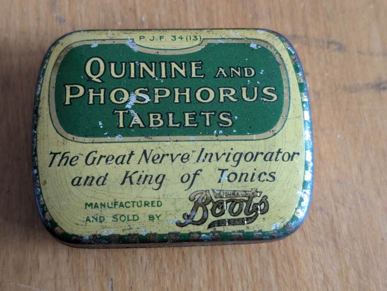 Rare Collectable Vintage Tin : Boots Quinine and Phosphorus Tablets