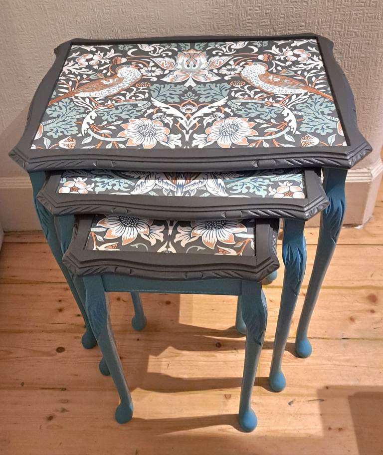 Refinished nest of 3 pretty tables