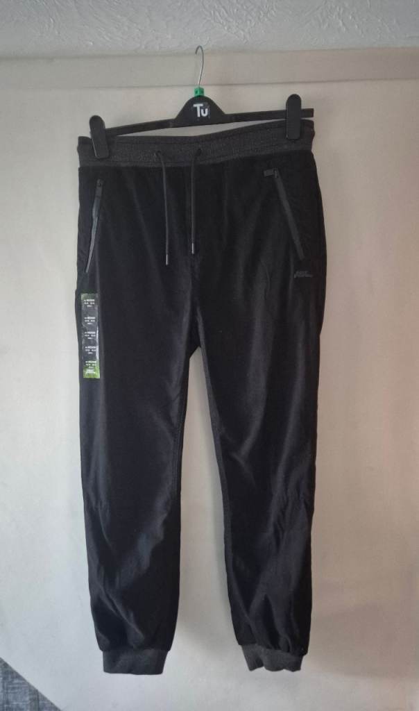 Brand New With Labels No Fear Cotton Trousers With Elasticated & Drawstring Waist Size M Immaculate