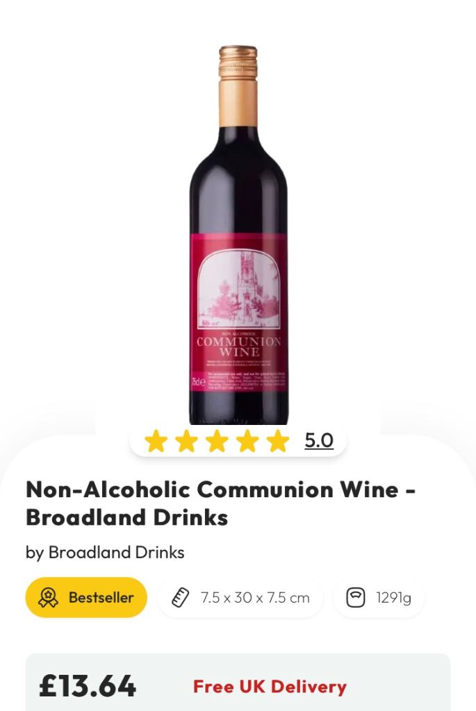 Non alcoholic communion wine
