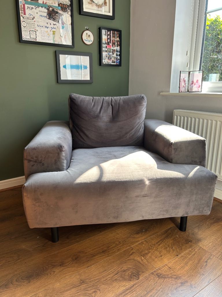 Grey Armchair RRP £375 (Brand: Habitat, Style: Julien Velvet)