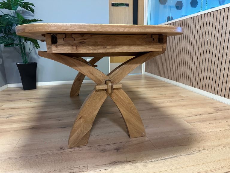 Oak Furnitureland - Hercules Solid Natural Oak Extending 10 or 12 Seator Dinning Table
