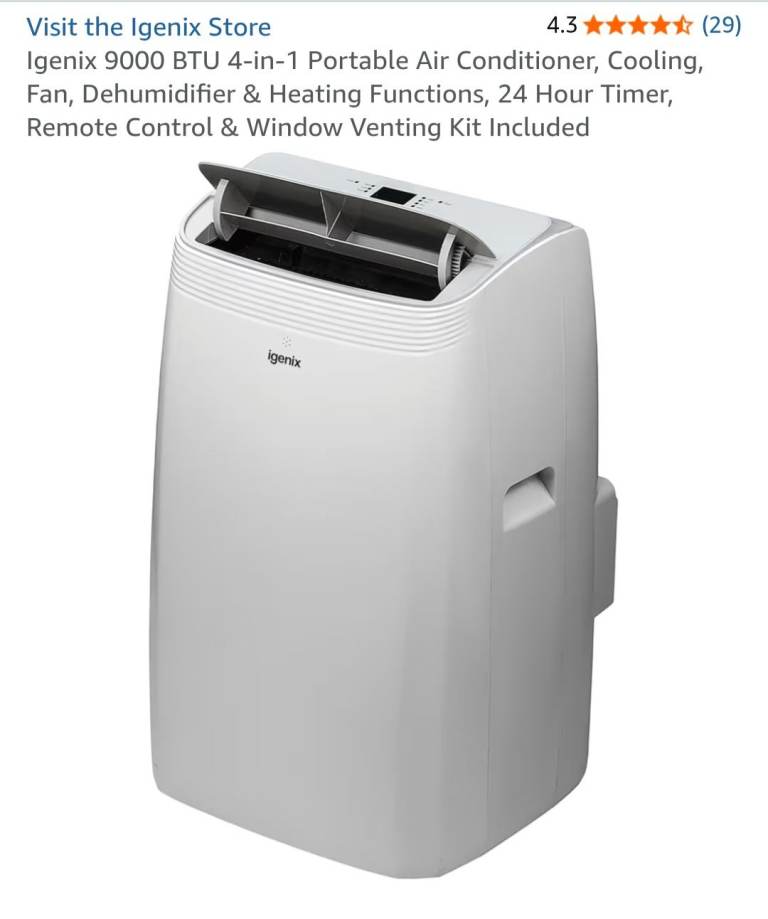 Igenix 9000 BTU 4-in-1 Portable Air Conditioner,