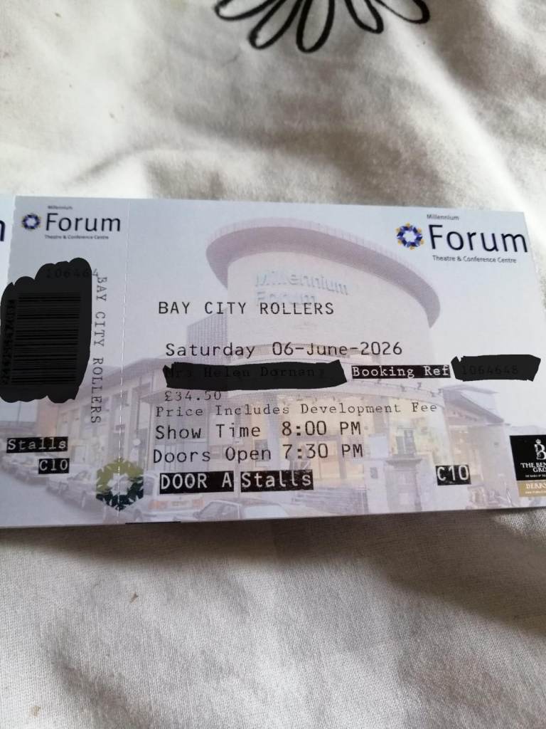Bay City Rollers Concert Ticket - Stalls, 6 June 2026