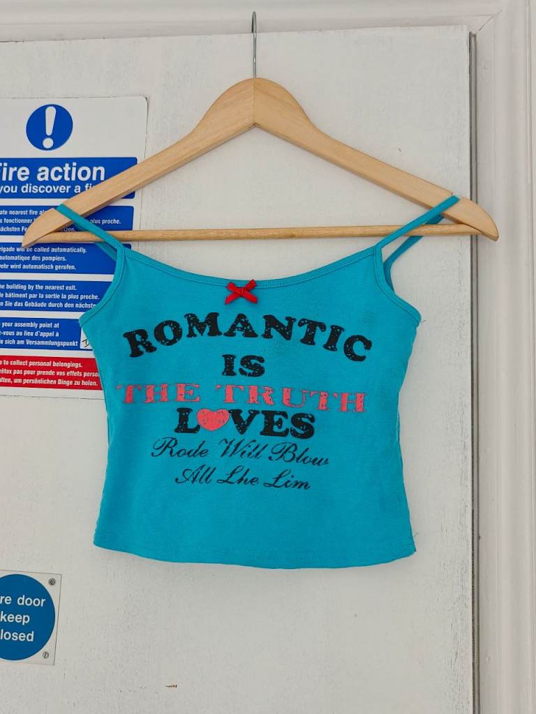 Vibrant Blue Graphic Strappy Camisole Vest Top