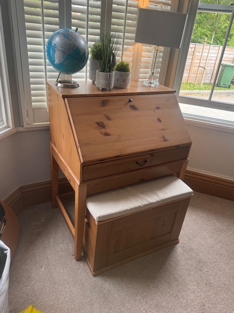 Oak Bureau Desk and Drawer