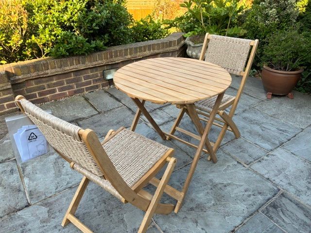 Small Wooden Garden Patio Bistro Set – As Good As New